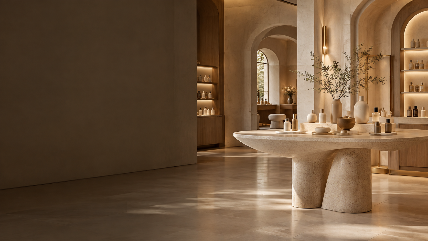 Espace intérieur chaleureux de soin et de beauté